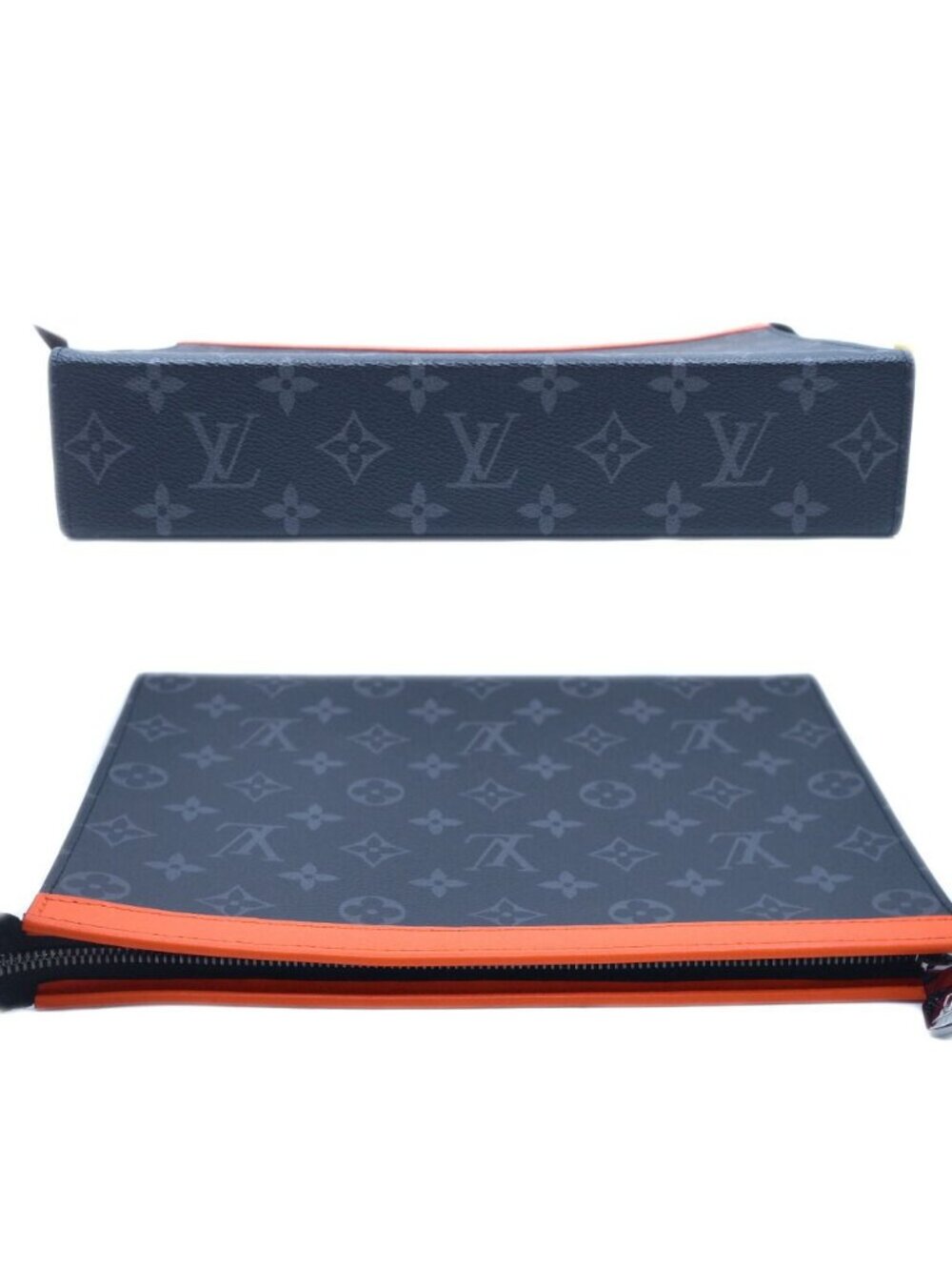 Louis Vuitton Pochette Voyage MM Clutch Black Gray Orange - Picture 3 of 9